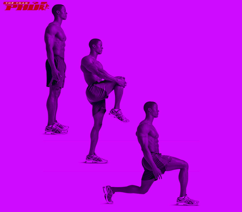 Knee Lift to Walking Lunge